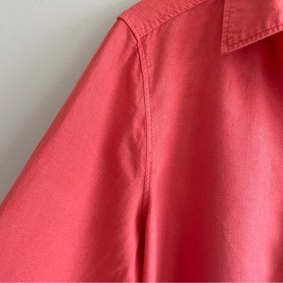 Banana Republic Women's Linen Blend Shirt Deep Coral Size Medium - Picture 2 of 11